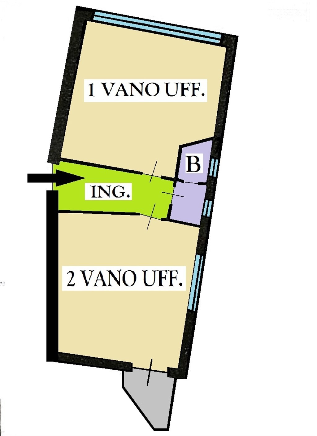 Vimercate, in zona centrale proponiamo ufficio al piano terra.